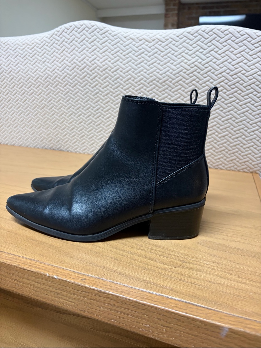 Target Black Leather Ankle Booties with Low Block Heel